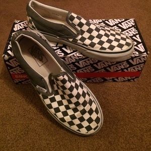 Checkered slip on vans