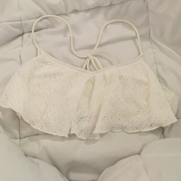 White Lace Bralette Swim Top