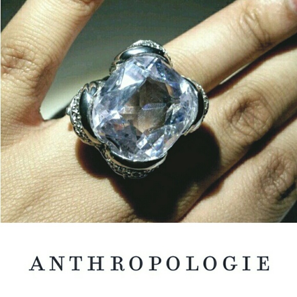 Anthropologie Ring in Crystal and Silver