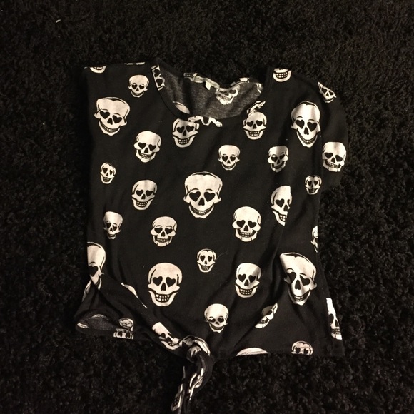 Charolette ruse skull top and blue sweater