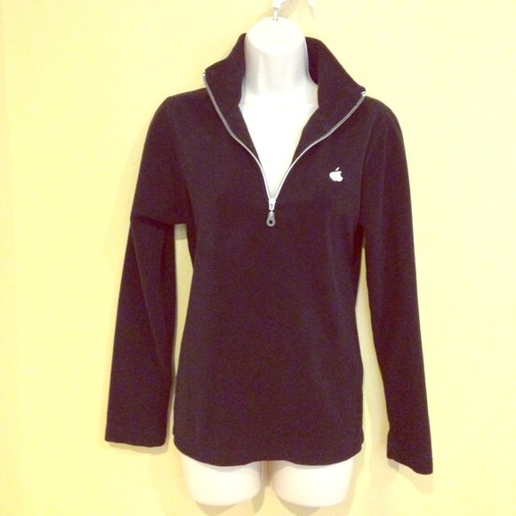 Soft half zip black Apple logo fleece sweater
