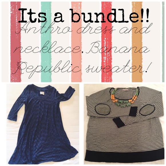 Anthro Dress & necklace Banana Republic sweater