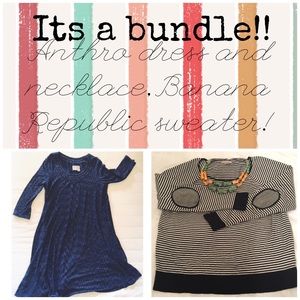 Anthro Dress & necklace Banana Republic sweater