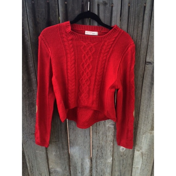 Tobi Red Knit Crop Sweater