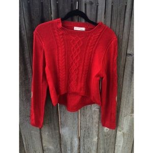 Tobi Red Knit Crop Sweater