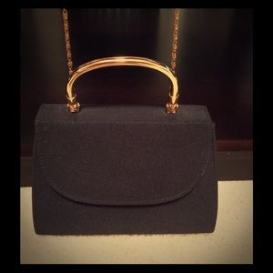 ***50% OFF SALE: Black Night Purse with gold strap