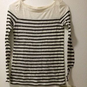 Loft grey & beige striped top