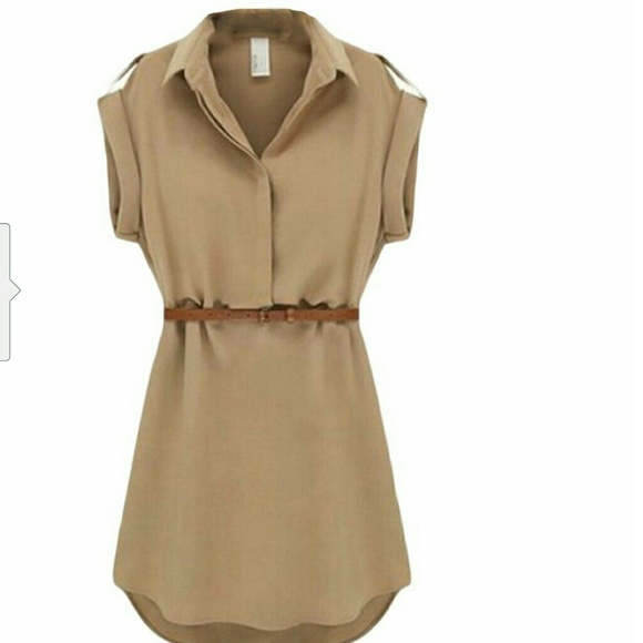 Chiffon khaki mini casual dress