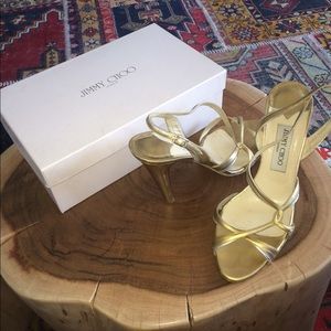 Jimmy Choo Metallic Strappy Heels