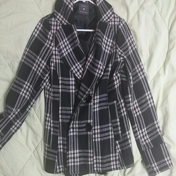 New plaid pea coat