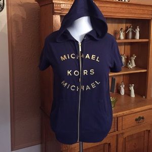 MICHAEL KORS navy short sleeve hoodie