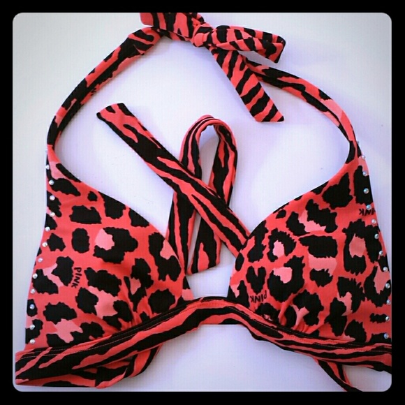 VS PINK leopard print swim top XS
