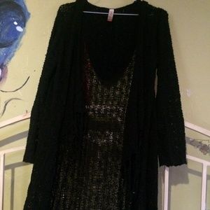 Black shawl with fringe