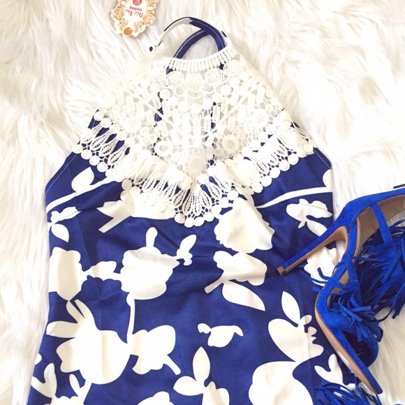 🚫SOLD🚫 Blue Monday Crochet Mini Dress - Picture 2 of 4