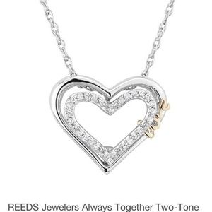14k gold and diamond heart necklace