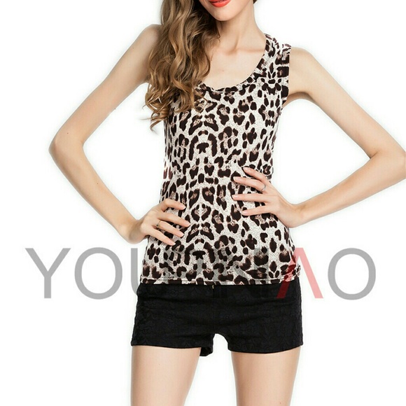 sexy leopard closs-fitting O-neck camisole tank