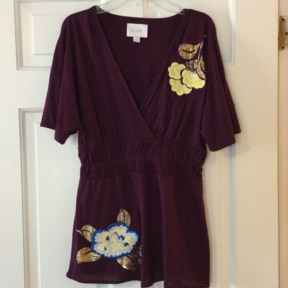 Anthropologie Tops - ⏳GONE 8/15⏳ Deletta purple embroidered top