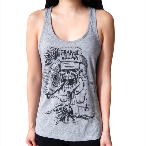 Graphic Villain Suicidal Boombox Racerback Tank