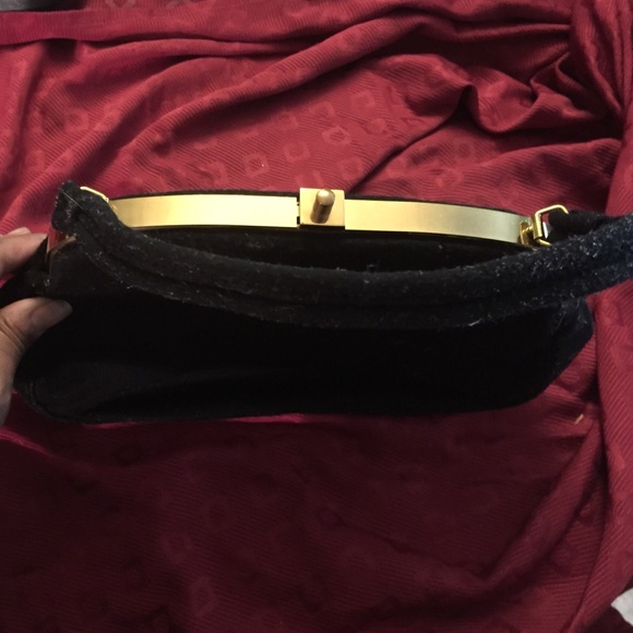 VINTAGE BLACK WOOL HANDBAG - Picture 2 of 3