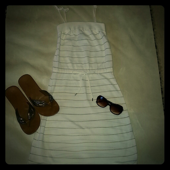 H&M White and Gold Tie Dress. Size 2
