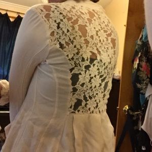 Pale Pink Drape Sweater with Lace Back Insert