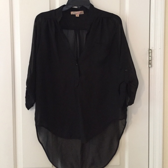 High/low sheer black dressy top