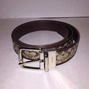 Authentic coach monogram brown leather belt
