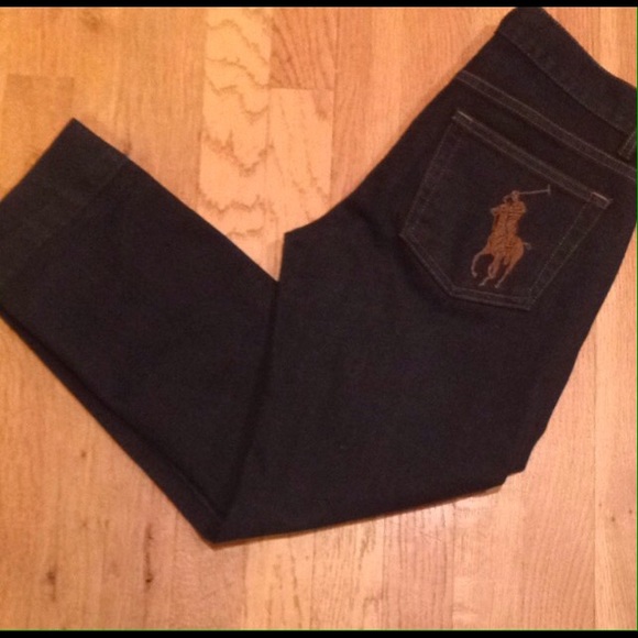 SALE Ralph Lauren Dark Denim Polo Logo Capris 26