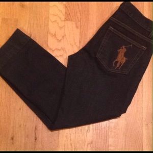 SALE Ralph Lauren Dark Denim Polo Logo Capris 26