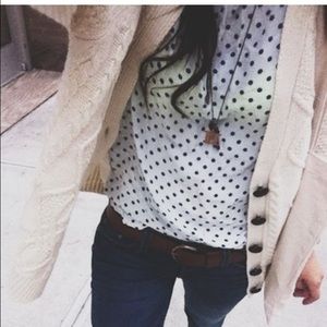 Max Studio Polka Dot top! NWT! Very JCrew like!