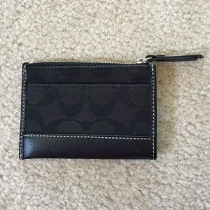 Coach Card Case in black signature fabric