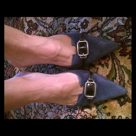 Cole Haan blue suede women's mule, sz 8