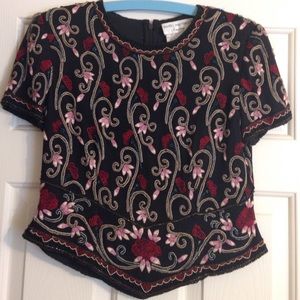 Adrianna Papéll embroidered evening blouse sz MP