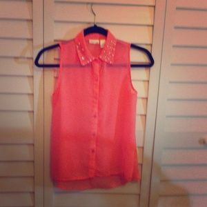 Pink button up shirt (wear with slip)