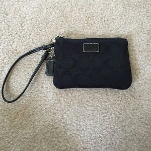 Coach black signature fabric wristlet