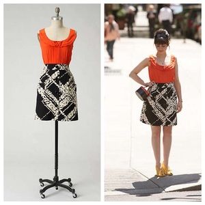 Anthropologie 2fer Orange/Black & Ivory Dress