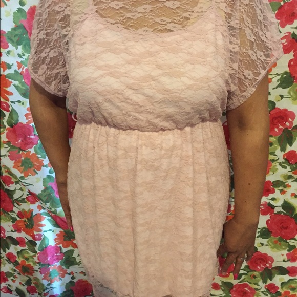 Girly Blush Pink Lace Dress!