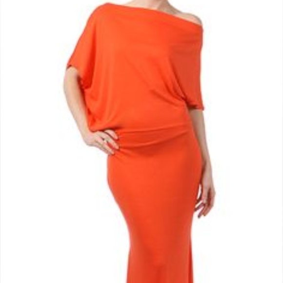 Orange mermaid maxi dress