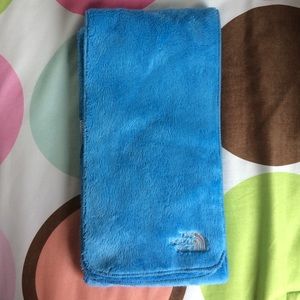 North face baby blue fuzzy scarf