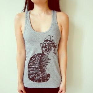 Screaming Kitty Headphones Cat Racerback Tank Top