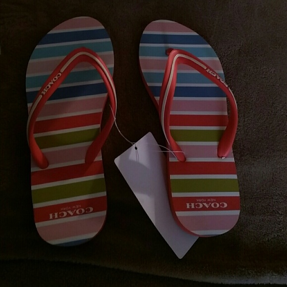 Coach Stripe Flip Flops