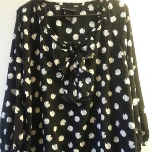 Black blouse with white and gray dots
