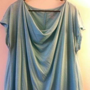 Light blue t-shirt with cowl neck