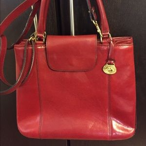 Genuine Brahmin Red leather top handle bag w/strap