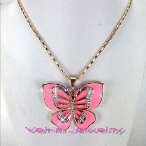 PINK CRYSTAL BUTTERFLY NECKLACE