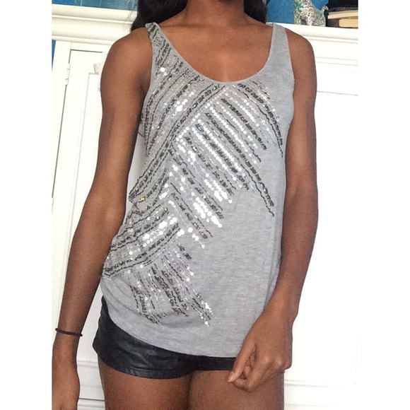 Grey Sequin Top