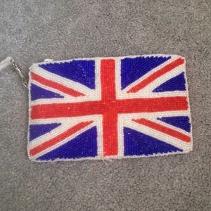 British flag union jack beaded clutch purse wallet
