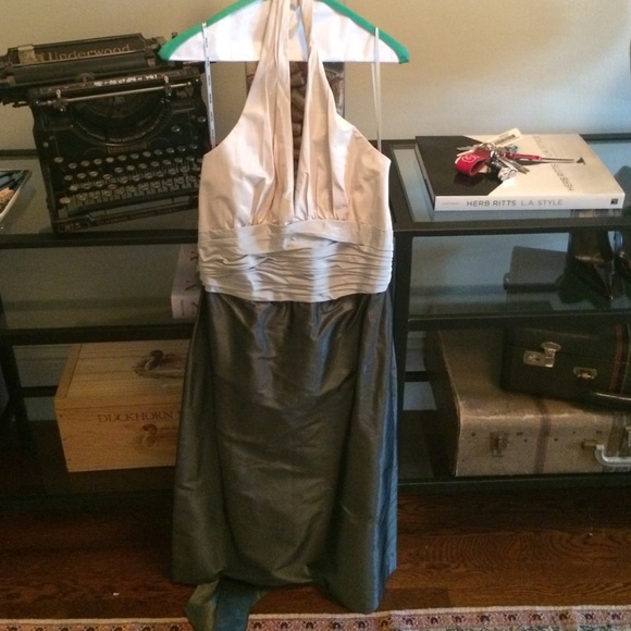 silk tri-color Kay Unger halter cocktail dress 8