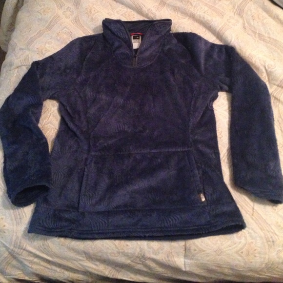 North face blue swirl textured fleece size L