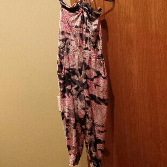 Pink animal print Apple bottom Capri romper